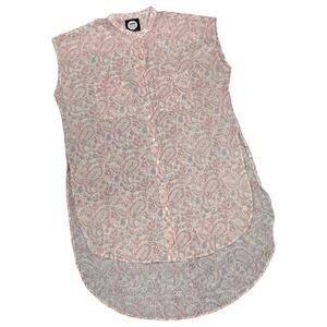 Alamwar Walk The Earth Hi Low Tunic Top 100% Cotton Semi Sheer Large